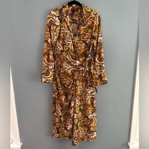 Drew Paisley Print Maxi Satin Wrap Dress